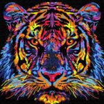 Картина за номерами "Brushme" /BSB0024/ "Барвистий тигр" з флуоресцентними фарбами 40*50см