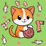 Картина за номерами "Ідейка" /KHO1233/ "Котик і клубочок (картина №1)" 25*25см