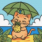 Картина за номерами "Ідейка" /KHO1243/ "Котик і ананас" 25*25см