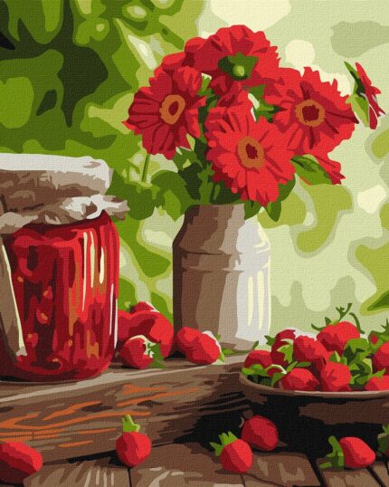 Картина за номерами "Ідейка" /KHO5726/ "Полуничне варення" 40*40см