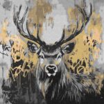 Картина за номерами "Ідейка" /KHO6725/ "Золотий олень з фарбами металiк" 40*40см