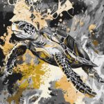 Картина за номерами "Ідейка" /KHO6734/ "Золота черепаха з фарбами металiк extra" 40*40см