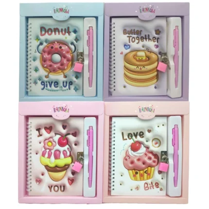 Блокнот 13*18/48арк. /36989-A/ на замочку +руч.кулькова "Смаколик-3D" у коробці