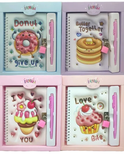 Блокнот 13*18/48арк. /36989-A/ на замочку +руч.кулькова "Смаколик-3D" у коробці