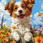 Картина за номерами "Ідейка" /KHO6624/ "Собака у квітах" 40х50см