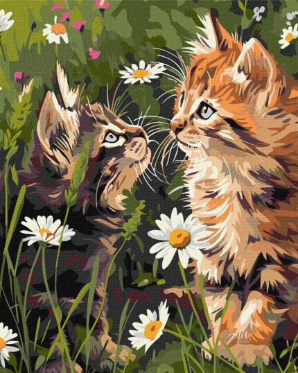 Картина за номерами "Ідейка" /KHO6631/ "Котики у квітах" 40х50см