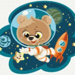 Картина за номерами "Brushme" /KBS0092/ "Космічний ведмедик" мetalic/флуоресцентні 30*40см
