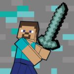 Картина за номерами "SANTI" /954929/ "Minecraft. Стів та алмазний меч", 25*25см, з алмазною мозаїкою