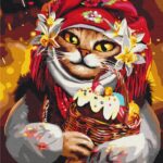 Картина за номерами "Brushme" /BS53428/ "Великодня киця" 40*50см