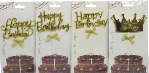Топпер для торту 3D /90800-3/ "Happy Birthday" золото, 21 см (12/600)