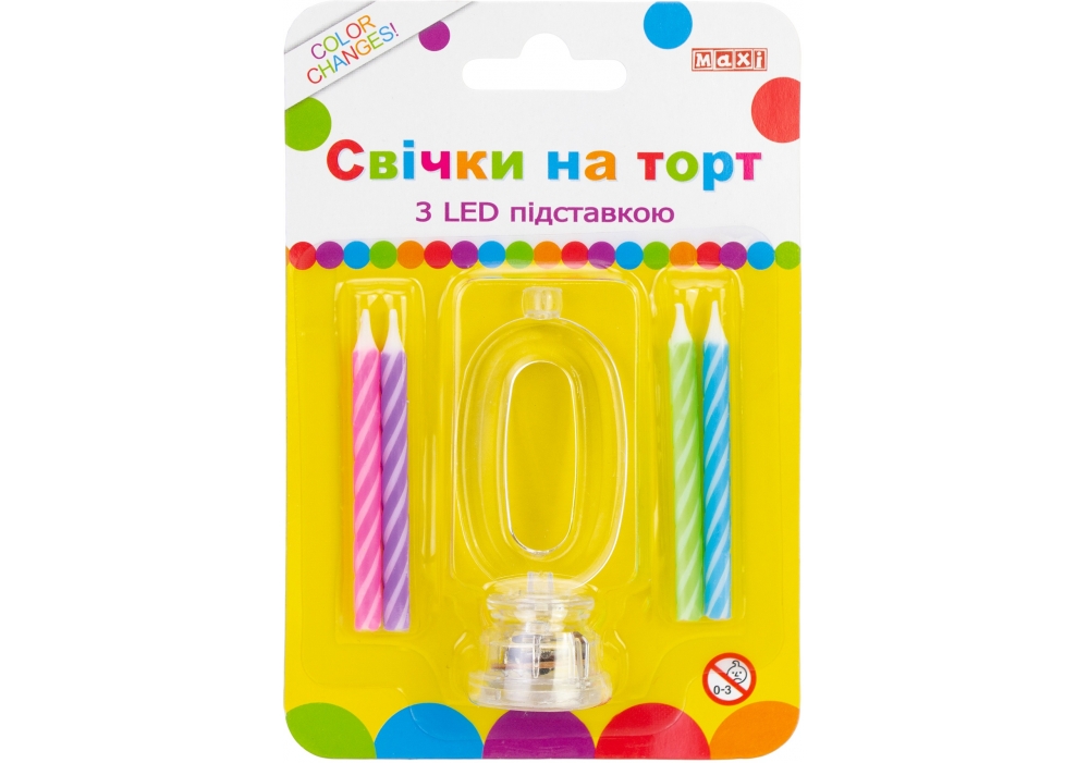 Набір свічки +цифра LED "Maxi" /MX701007-0/ "0" , що світиться (1/12)