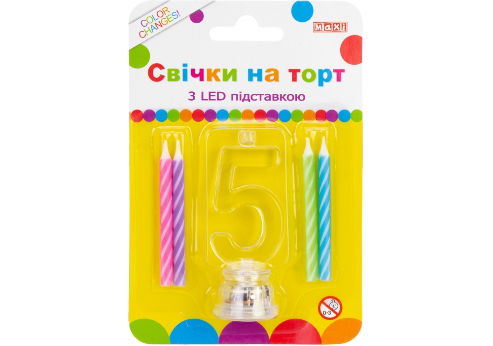 Набір свічки +цифра LED "Maxi" /MX701007-5/ "5" , що світиться (1/12)