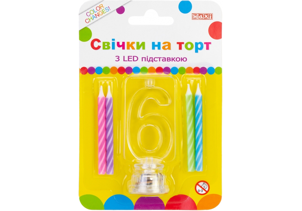 Набір свічки +цифра LED "Maxi" /MX701007-6/ "6" , що світиться (1/12)