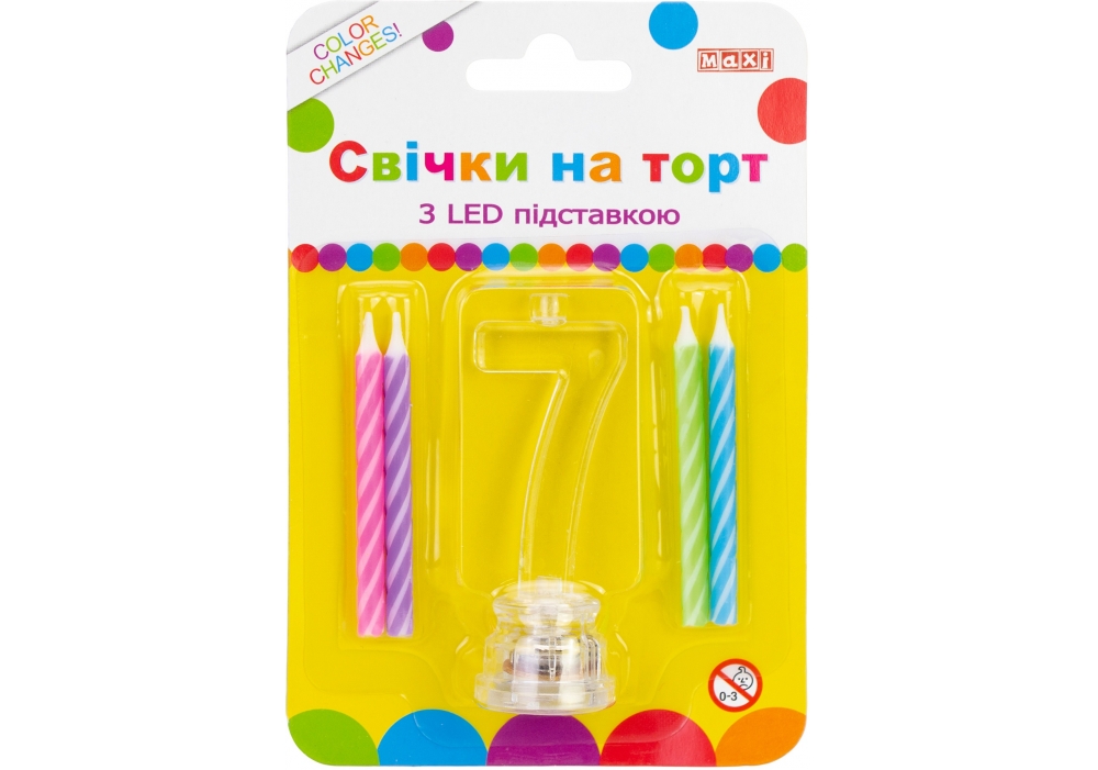 Набір свічки +цифра LED "Maxi" /MX701007-7/ "7" , що світиться (1/12)