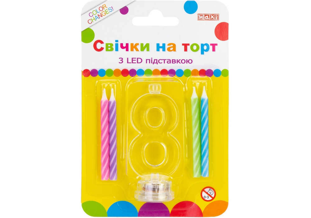 Набір свічки +цифра LED "Maxi" /MX701007-8/ "8" , що світиться (1/12)