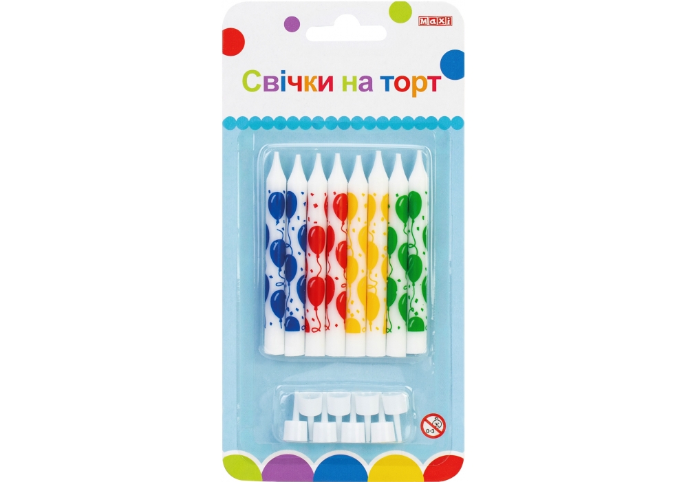 Набір свічки на торт "Maxi" /MX627047.F01/  8шт, 8см (1/24)