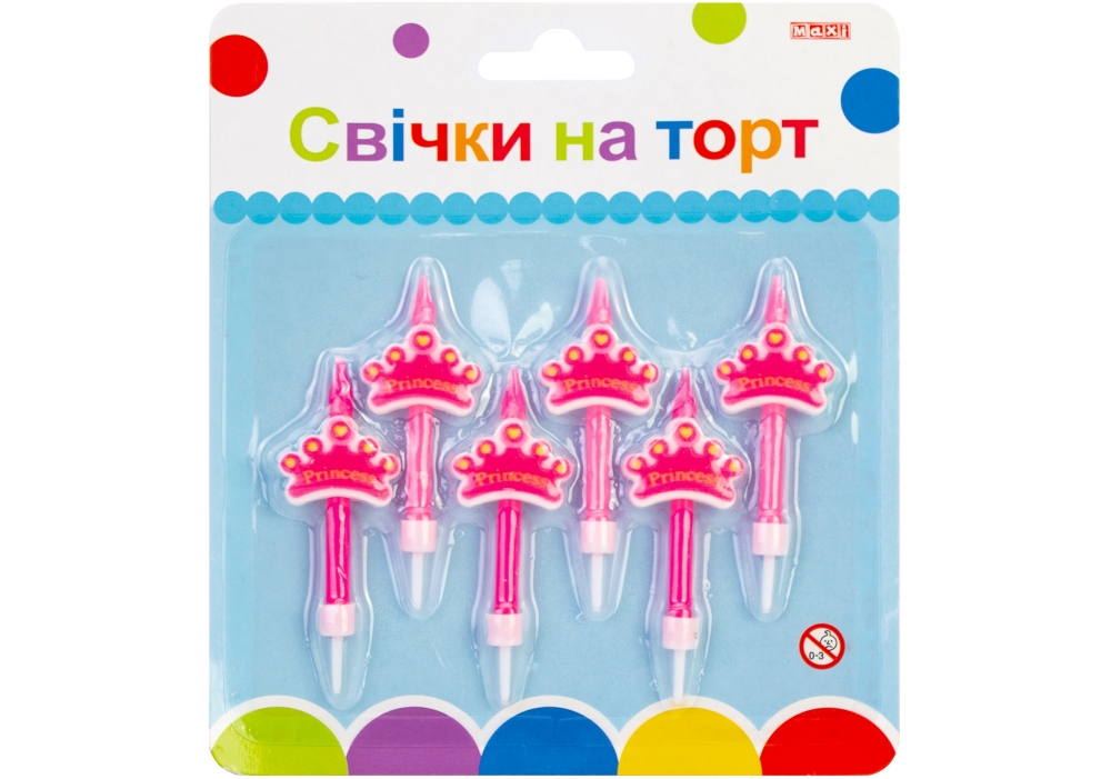 Набір свічки на торт "Maxi" /MX620153/ "Принцеса" 6шт (1/12)
