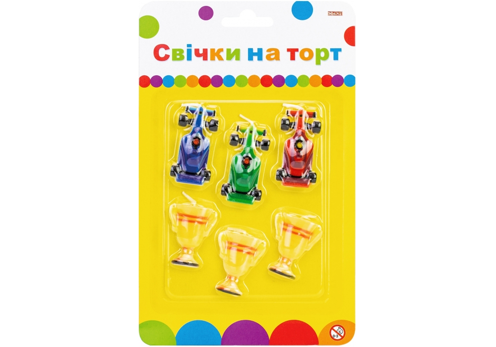 Набір свічки на торт "Maxi" /MX624021/ "Гонки" 6шт (1/24)
