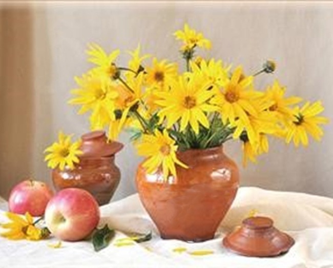 Алмазна мозаїка “Натюрморт з хризантемами” 40х50 см на підрамнику Go to art (177011)