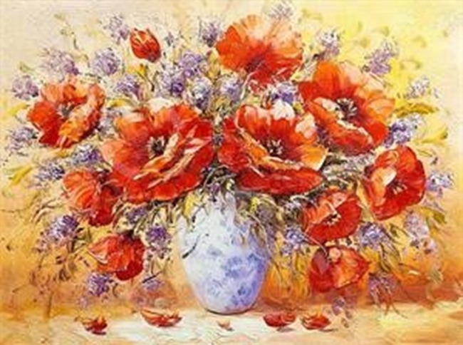 Алмазна мозаїка “Букет з маками” 40х50 см на підрамнику Go to art (177037)