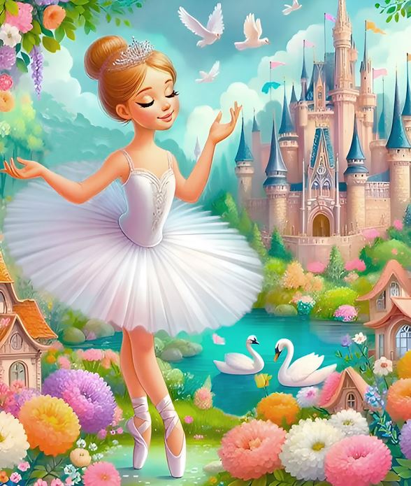 Алмазна мозаїка “Чарівна балерина” 23х30 см Go to art (177334) на підрамнику 5D