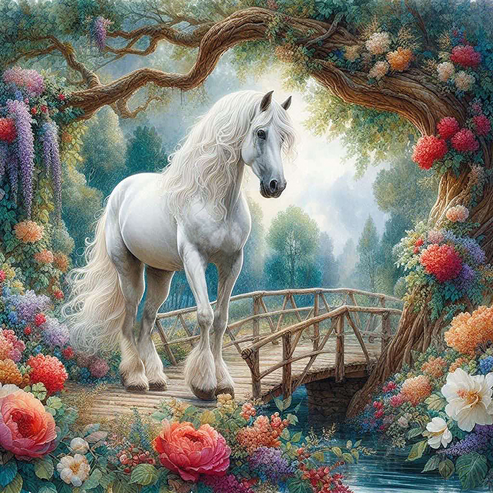 Алмазна мозаїка “Казковий сад” 30х30 см на підрамнику Go to art (177386)