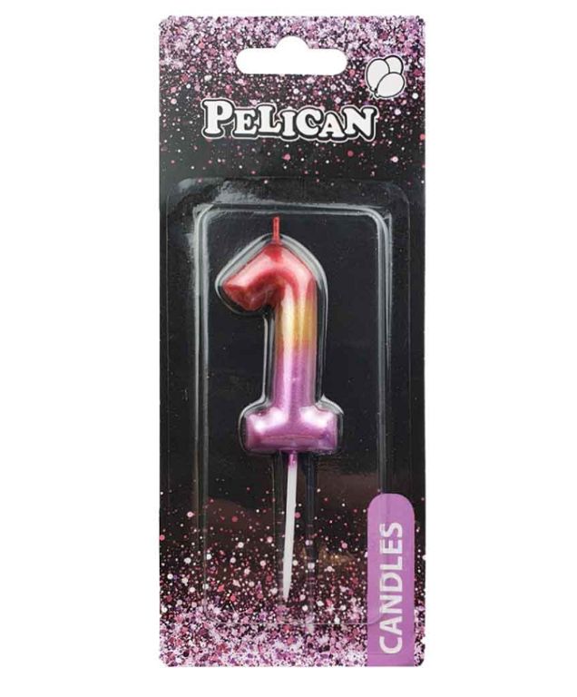 Свічка для торту "Pelican" /866061/ "1" РАЙДУЖНА 6см (1/12)