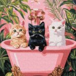 Картина за номерами Коти у ванній 30x40 см Ідейка KHO6726