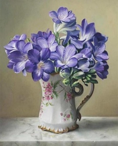 Алмазна мозаїка “Блакитні квіти” 30х40 см на підрамнику Go to art (189494)
