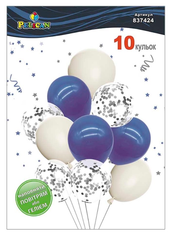 Кульки повітряні Pelican латексні Блакитне сяйво макарун 10шт/уп Pelican (837424)