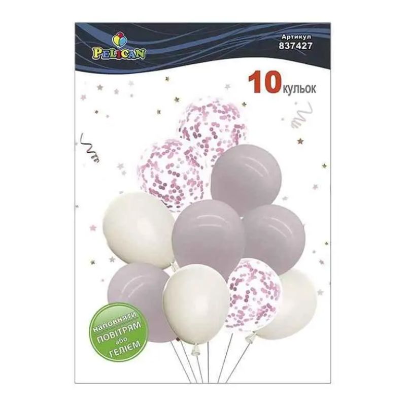 Кульки повітряні Pelican латексні Пудрова ніжність макарун 10шт/уп Pelican (837427)