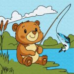 Картина за номерами Ведмедик риболов 25x25 см Ідейка KHO1085