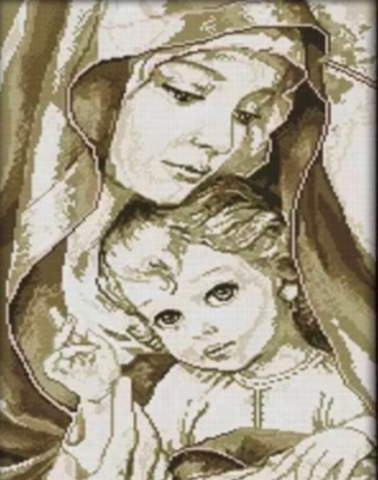 Алмазна мозаїка “Мадонна з немовлям” 40х50 см Go to art (178257)