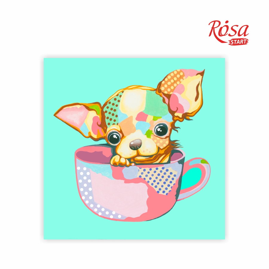 Картина на картоні з контуром "Pop Art Puppy" 30х30 см полотно на картоні ROSA START (GPA284311)