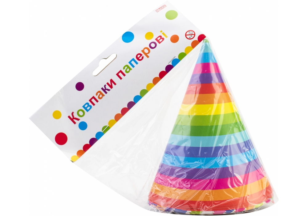 Набір ковпаків на голову "Maxi" /MX200002/ "Confetti Rainbow" 6шт, мікс (1/24)