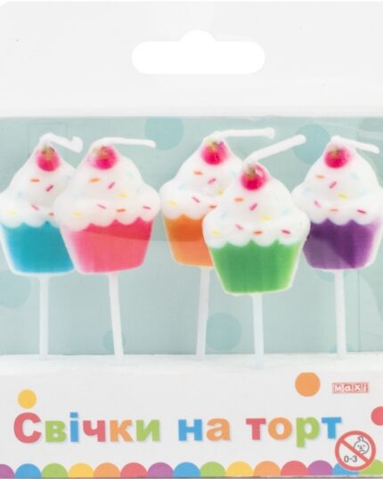 Набір свічок для торту "Maxi" /MX629066/ "Sweet Cakes" 5 шт (1/24)