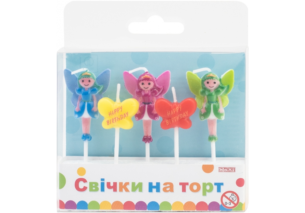 Набір свічок для торту "Maxi" /MX629073/ "Fairy" 5 шт (1/24)