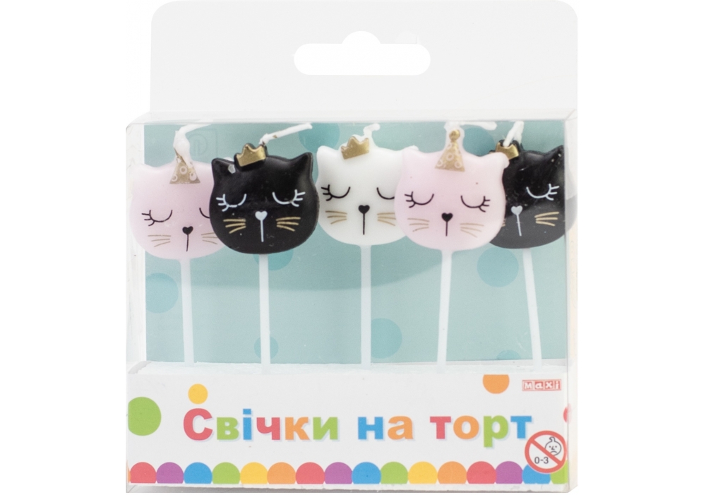 Набір свічок для торту "Maxi" /MX629242/ "Kittens" 5 шт (1/24)