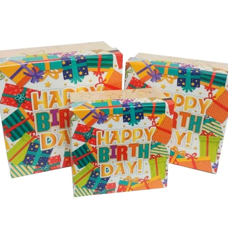 Коробка подарункова "Happy birthday 2" 15,5х15,5х7,5 см Діамантові ручки (271057)