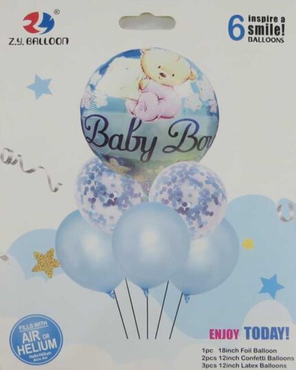 Набір повітряних кульок Baby-boy 6шт.(1шт.-45см, 5шт.-30см) блакитний Китай (1212-11-B)