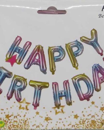 Набір повітряних кульок фольговані Happy birthday 40см райдужні Китай (1215-МХ)