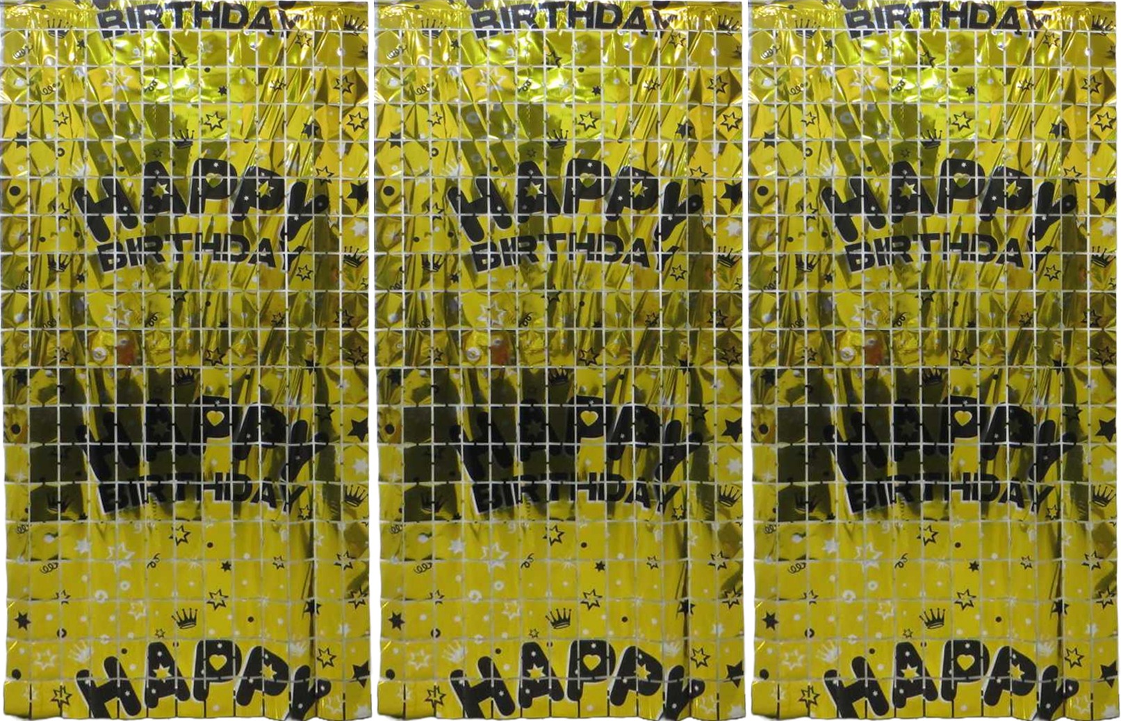 Фотозона-шторка з фольги Квадрат-Happy Birthday 1*2м 2.0мкр.,золото (1/12) Китай (13002-G)