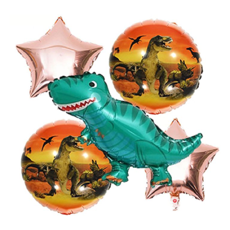 Кулька фольгована GB набір 5 шт/уп, 15'(40 см) Динозавр Gemar Baloons (990403)