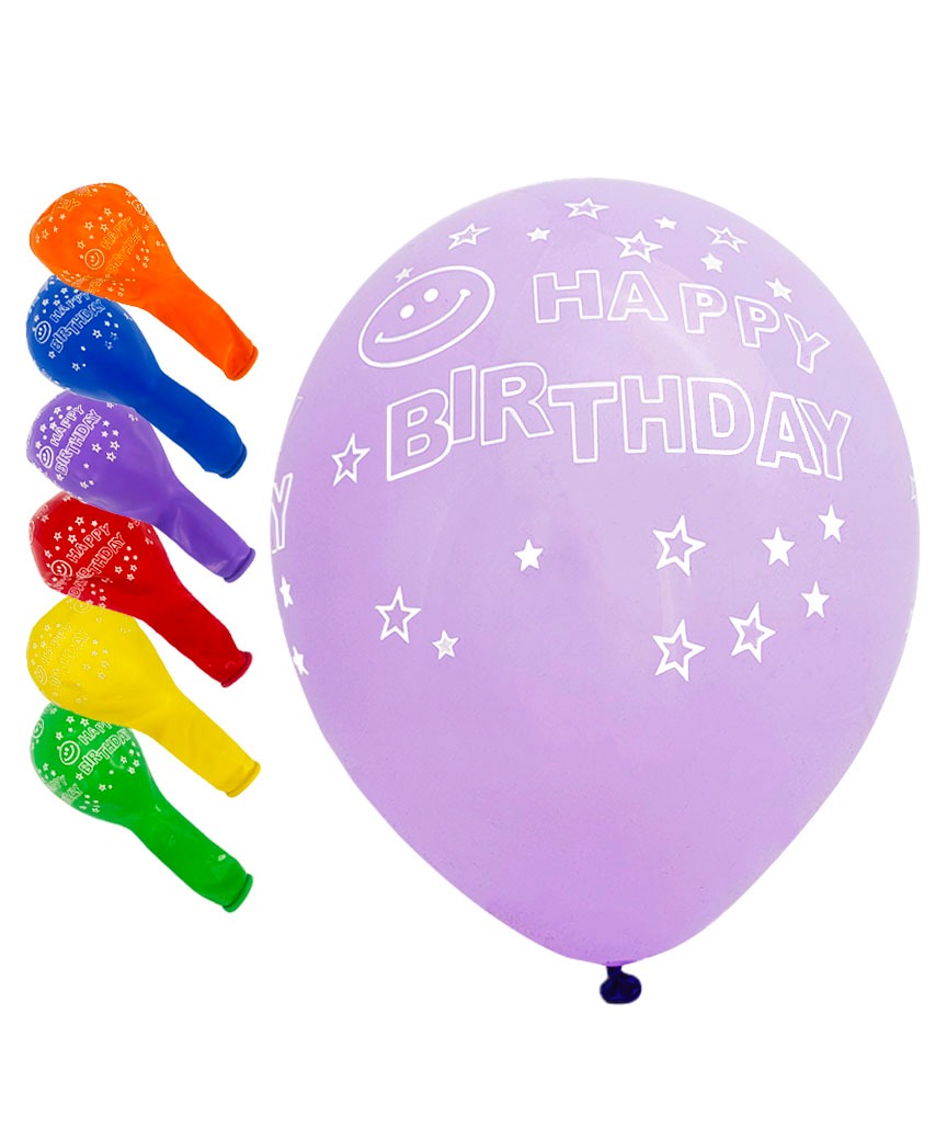 Кульки повітряні Pelican латексні 12(30сm) Happy Birthday, зірочки 5-стор 10шт Pelican (827020)