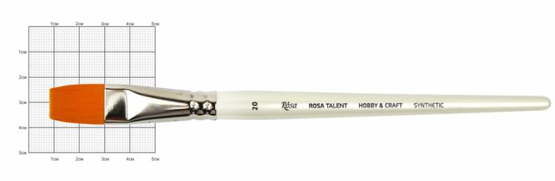 Пензлик синтетика плоска для декору "ROSA TALENT" HOBBY & CRAFT,20, к.р. (1/12)