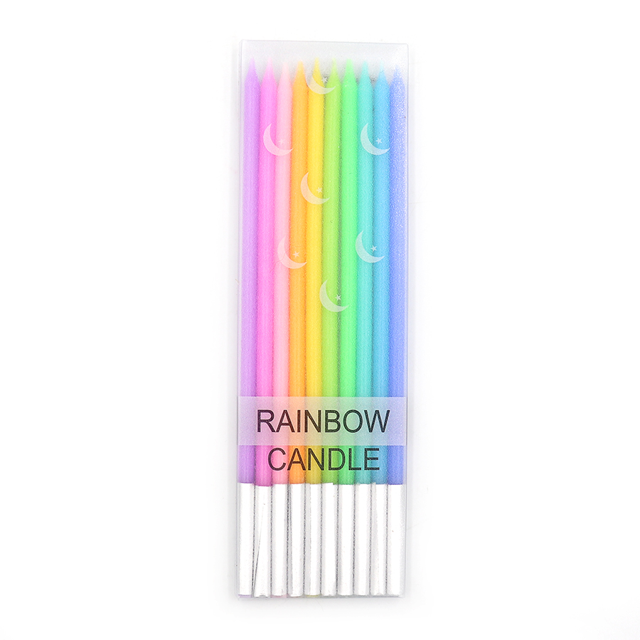 Набір свічок для торту "JO" /DSCN9319/ "Rainbow candle" 10шт., блістер (1/50)