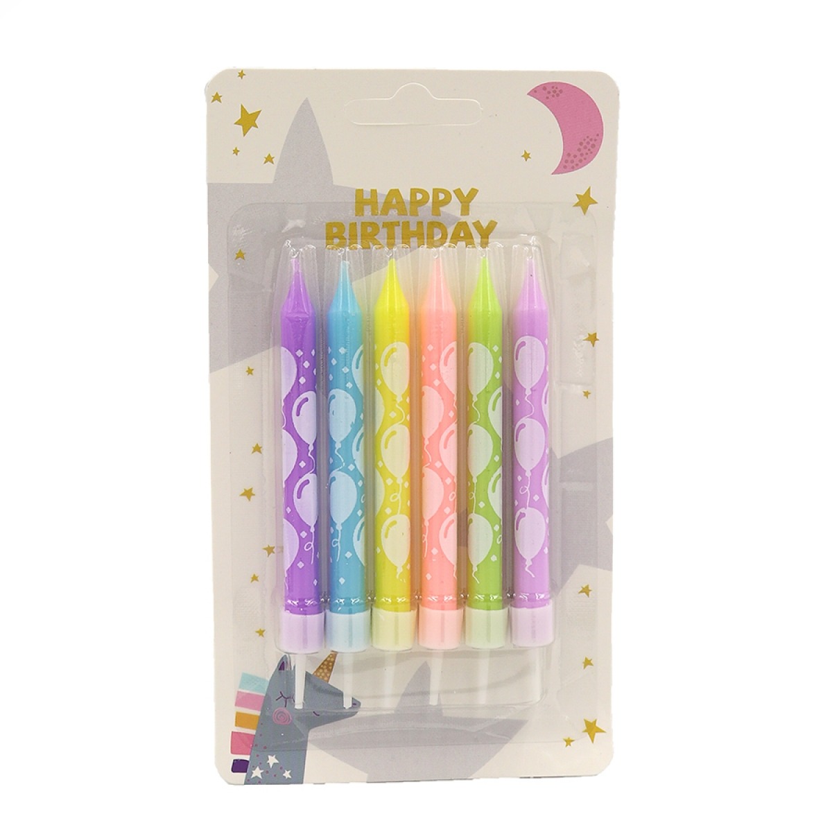 Набір свічок для торту "JO" /DSCN9322/ "Happy birthday" 6шт., блістер (1/24)