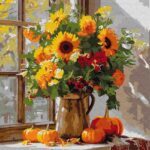 Картина за номерами Осінній букет із соняхів 40x40 см Ідейка KHO5740