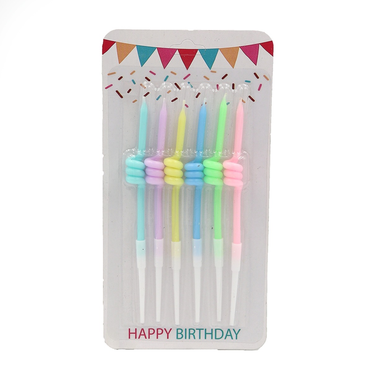 Набір свічок для торту "JO" /DSCN9391/ "Happy birthday" 6шт., блістер (1/40)