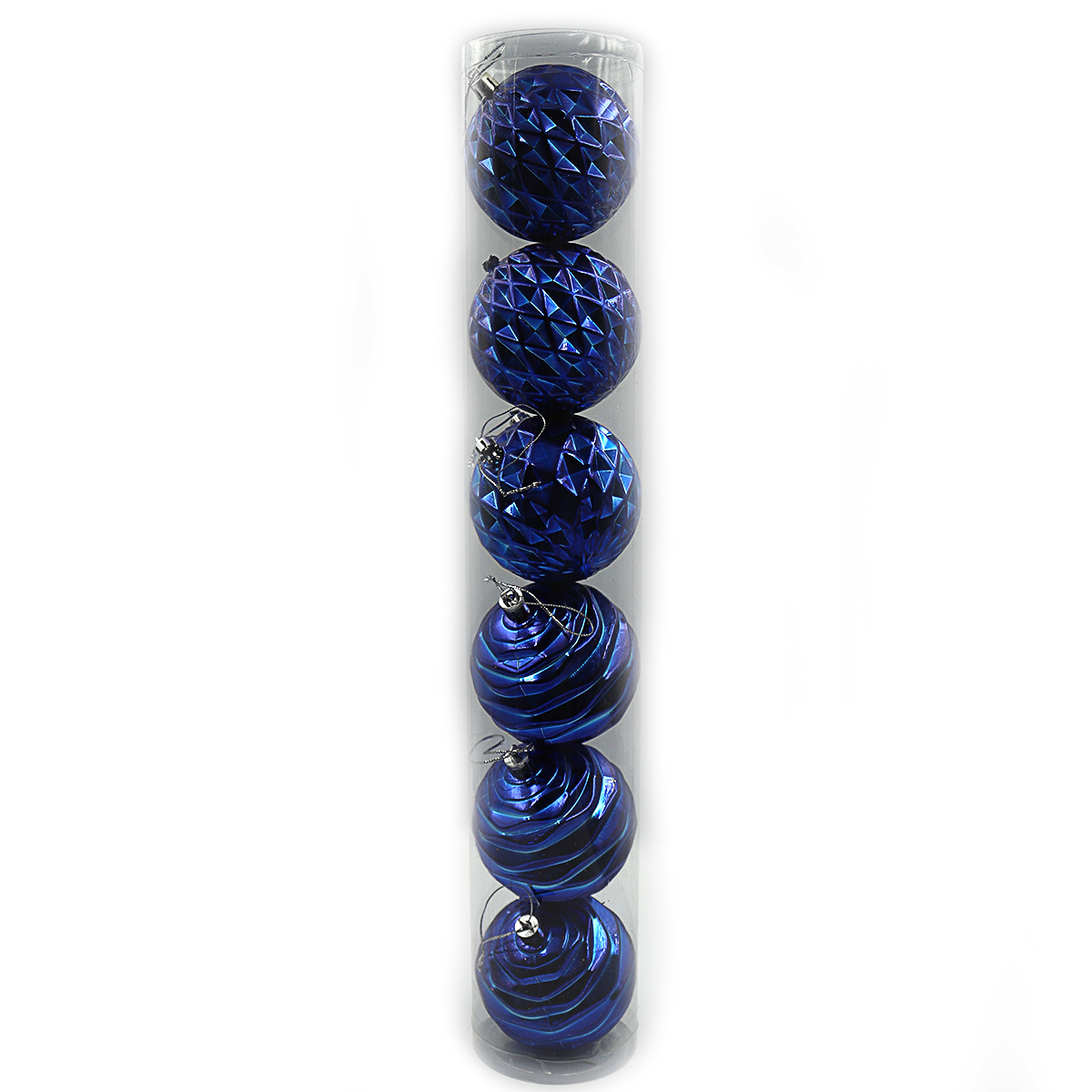 Набір новорічних кульок "JO" /6472-69BL/ тубус "BLUE" 8см,/6шт.,PVC